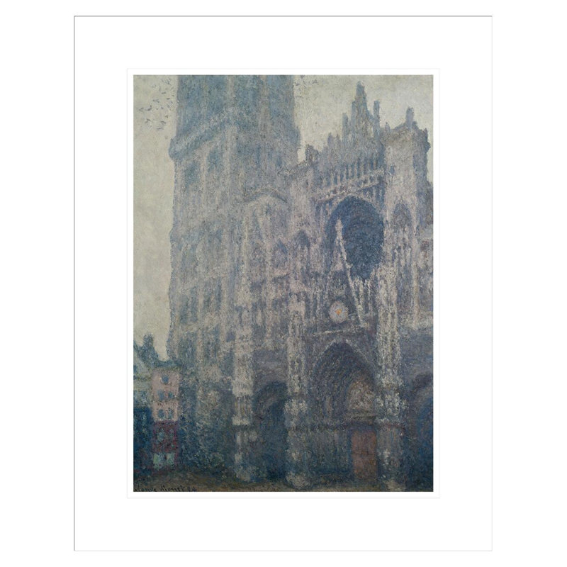 Rouen cathédrale ouest portail gris par Claude Monet, impression giclée encadrée, H 21,75 po x l 17,25 po