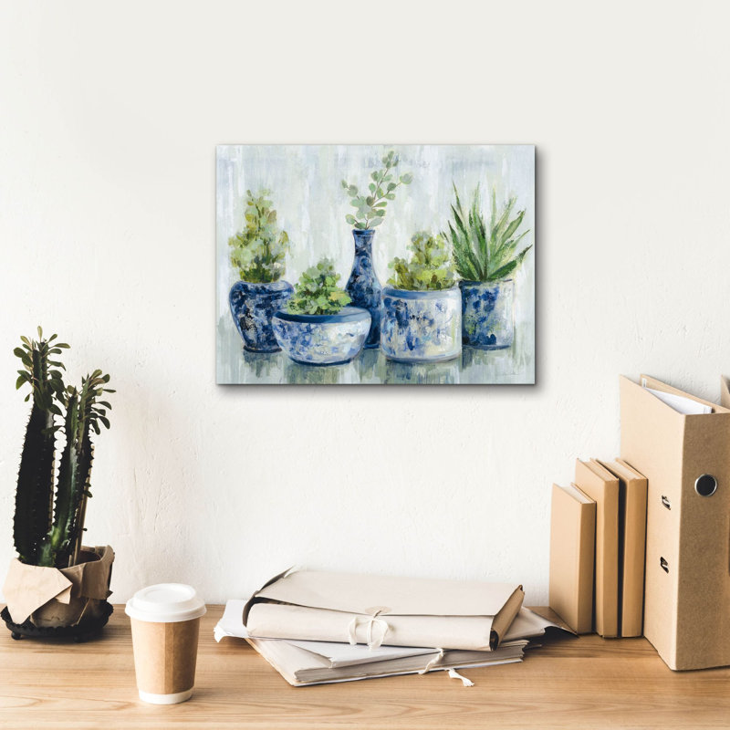 «Chinoiserie Plants Bright» par Silvia Vassileva, art mural sur toile, H 12 po x l 16 po x P 0,75 po