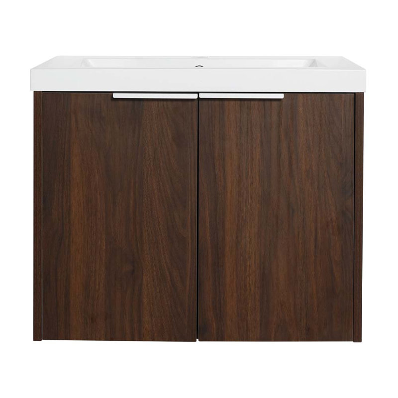 Meuble-lavabo simple 23,6 avec lavabo, Noyer de Californie