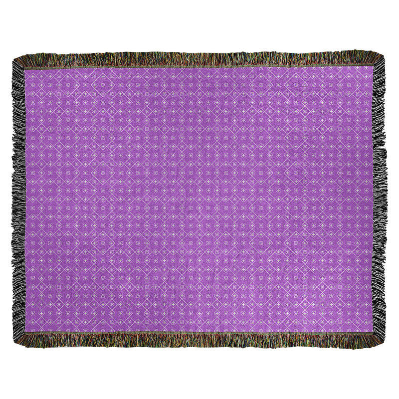Couverture en coton tissé Katelyn Elizabeth, l 50 po x L 60 po, Violet / Blanc