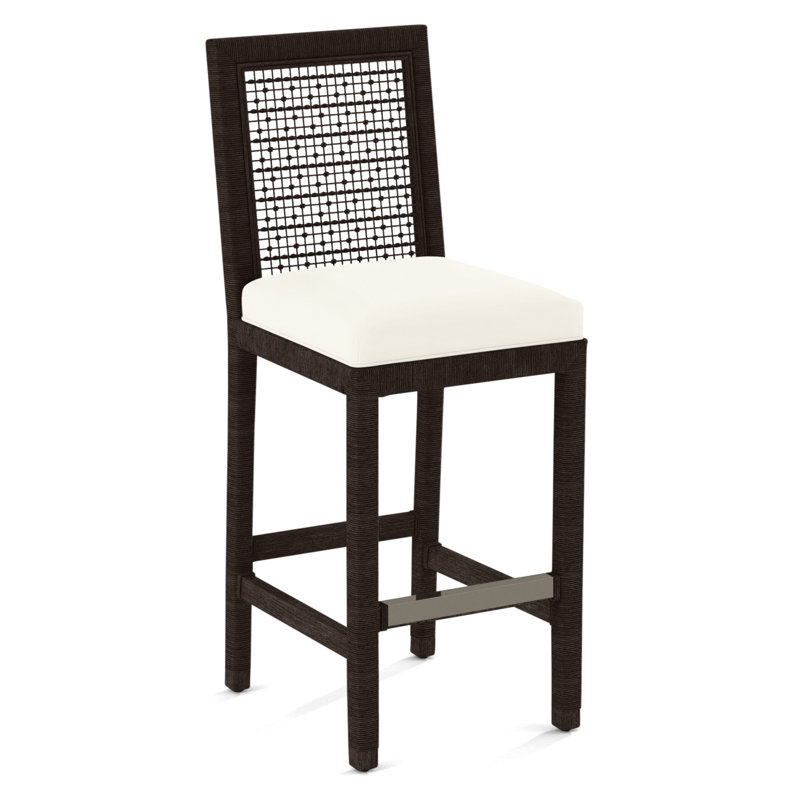 Pine Isle Bar Stool, Sunbrella Beige Pinstripe; 6205-74, Java