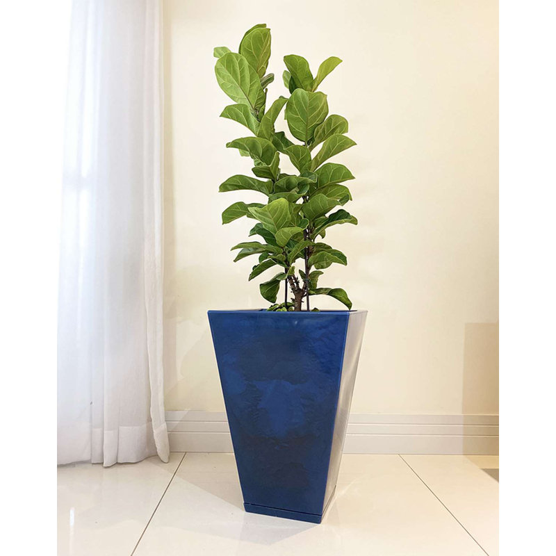 Pot à fleurs en résine Zurique, H 21,65 po x l 14,96 po x 14,96 po, Bleu