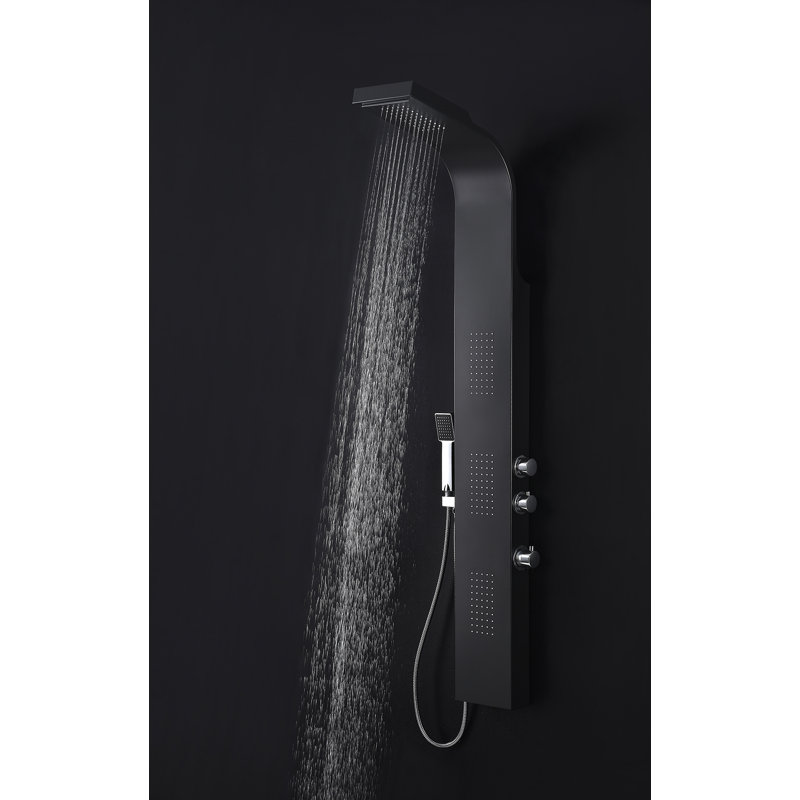 Black Aluminum 66'' Shower Panel with Rain Shower Head