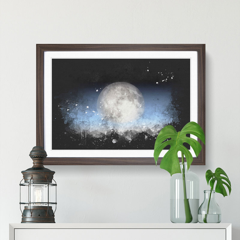 The Moon Above - Picture Frame Graphic Art Print, 33cm H x 45cm W x 2cm D, Walnut Framed
