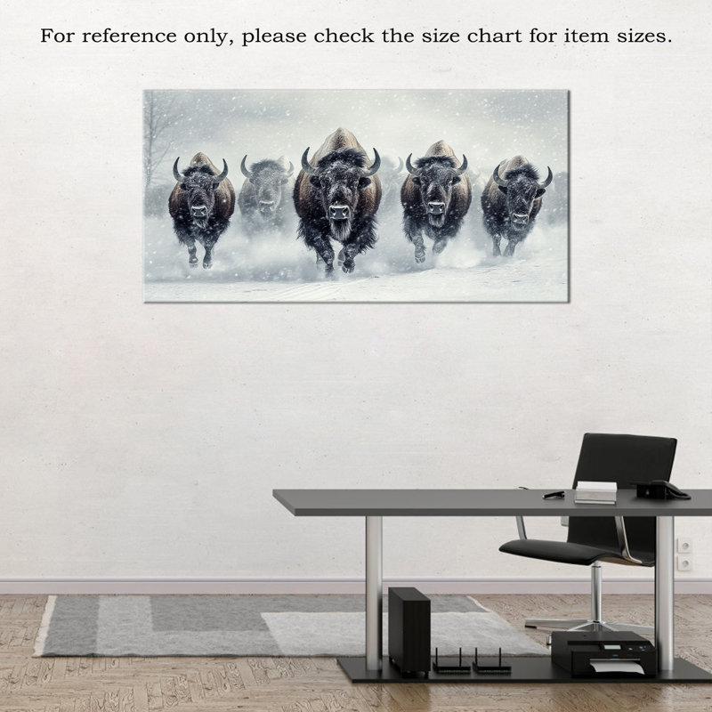The Holiday Aisle® Large Bison Wall Art - Buffalo Canvas Pictures Wall ...