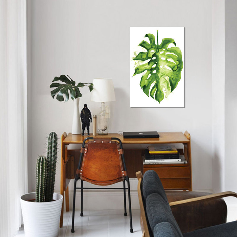 «Monstera II», reproduction sur toile, H 12 po x l 8 po x P 0,75 po, Pas de tapis, Toile tendue