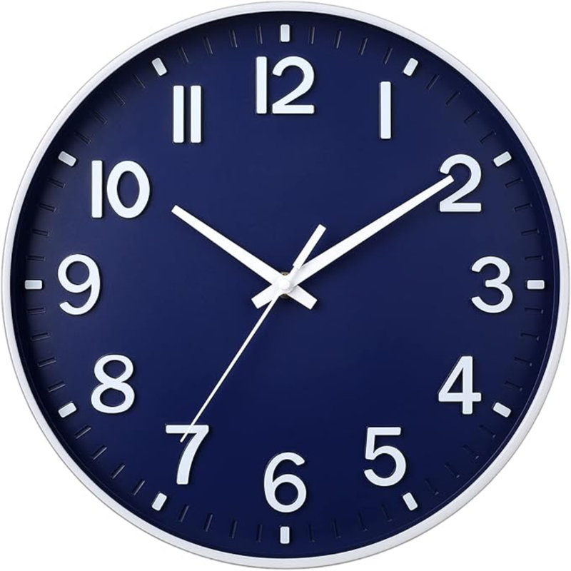 HZDHCLH Horloge murale bleu marine à pile, horloge murale 12 pouces silencieuse et moderne pour salon, chambre, cuisine, bureau, salle de classe