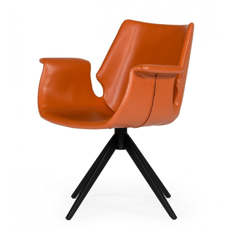Fauteuil en cuir orange Hauge