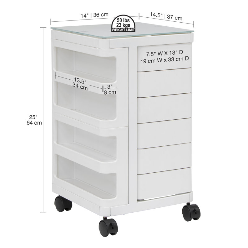 Kubx 25'' H Utility Cart with Wheels, White
