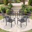 Chaise de patio en aluminium coulé 6 pièces avec cadre noir et coussins bruns-1434725688