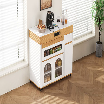 Table de salle à manger extensible avec plateau pliable extra-long, îlot de cuisine roulant avec tiroirs, prise de courant et verrou de frein, armoire de rangement pour la cuisine et la salle à manger