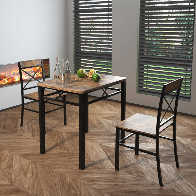 Ensemble de table de salle à manger pour 2 chaises, ensemble de table de salle à manger en bois avec chaises pour la cuisine et la salle à manger, ensemble de salle à manger compact pour les petits espaces