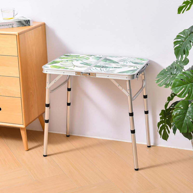 Table de camping pliante portable Pinic Table réglable réglable en aluminium pliable avec poignée de transport