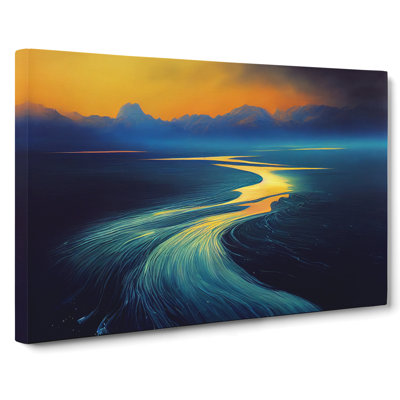 Golden Mountain River - Wrapped Canvas