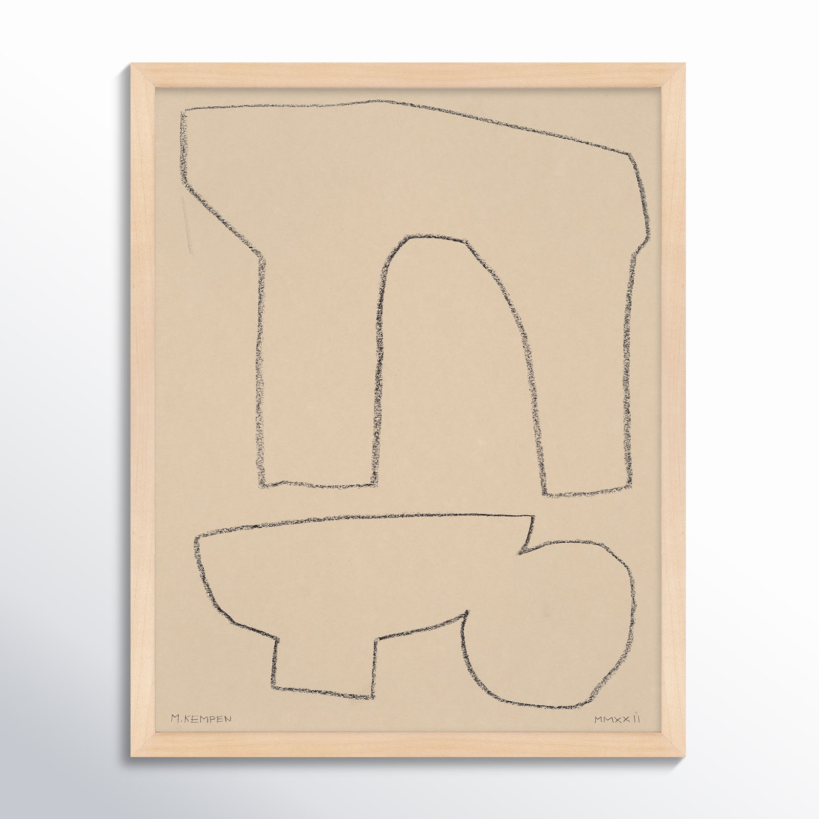 Outlines 2 by Michael Kempen, 40" W x 50" H, Maple Framed