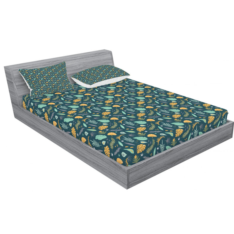 Leaves Microfiber Floral Sheet Set, Queen Sheet Set with Fitted Sheet