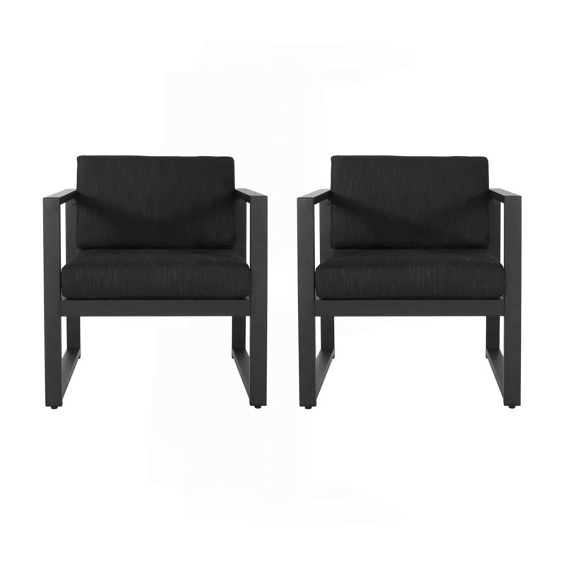 NAVAN OUTDOOR PATIO ALUMINUM CLUB CHAIR,  SET OF 2, Dark Gray