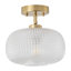 Modern Polished Brass Flush Mount Ceiling Light with Textured Glass Shade, 1-Light E26, Dimmable, ETL Listed, Sloped Ceiling Compatible