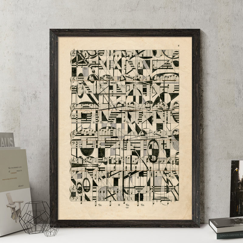 «Graphic Notes» par Nikki Galapon - reproduction de peinture encadrée, H 30 po x l 22 po x P 1,25 po, Pas de tapis