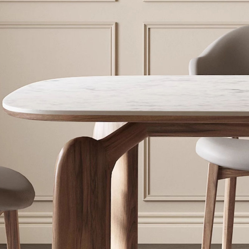 Modern solid wood rock plate dining table sets., 29.53"H x 70.87"L x 31.5"W