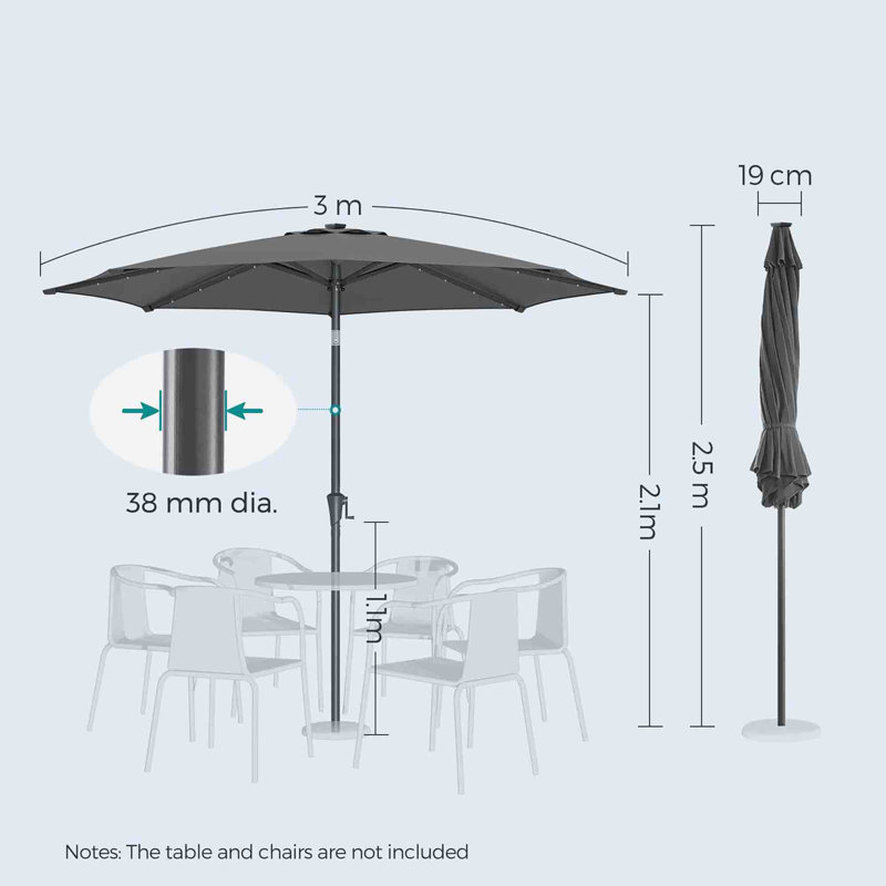 300cm Market Parasol, Grey