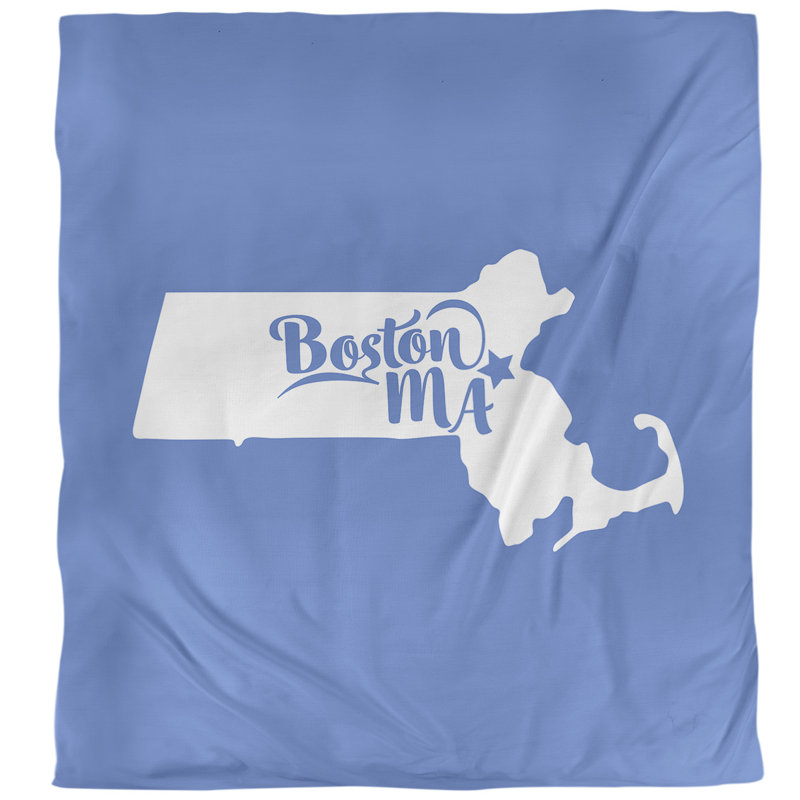 Ensemble de housse de couette boston massachusetts, Housse de couette pour très grand lit, Bleu, Microfibre