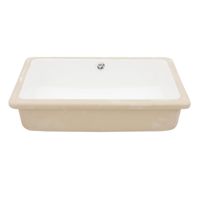18" L x 12" W Undermount Bathroom Sink Rectangular White Ceramic Bathroom Sink Vanity Basin with Overflow