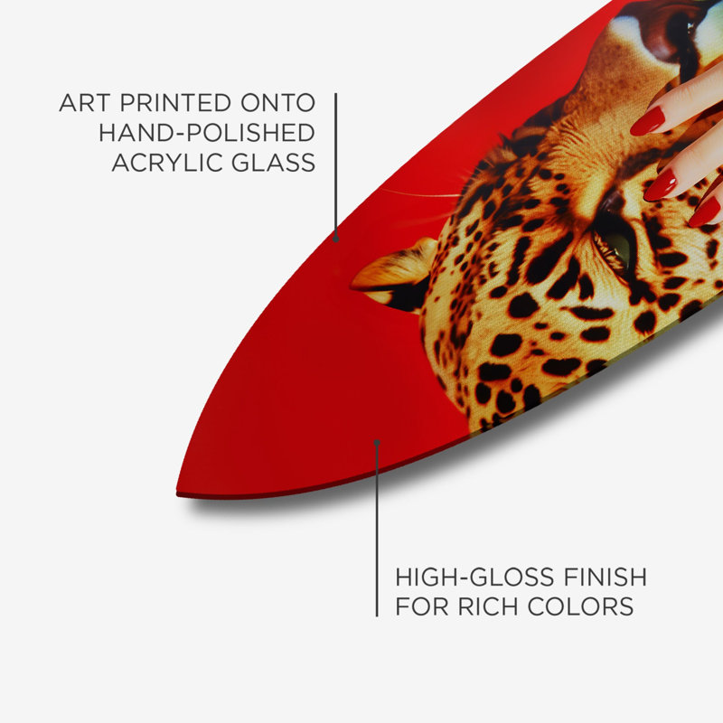 Oliver Gal Wild Hand Surfboard Glam - Die-Cut Acrylic Glass Wall Art Sculpture
