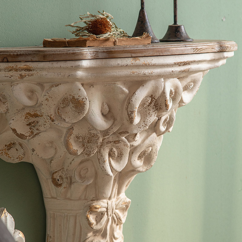 32.48" White Semi-Circle Solid Wood Console Table