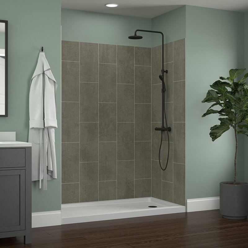 Quarry Gray Composite 60" x 32" x 78" Five Panel Shower Wall Kit