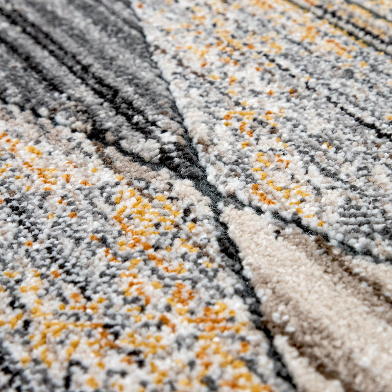 Tapis gris à motif géométrique Ortanta, Rectangle 2 pi 8 po x 4 pi 11 po