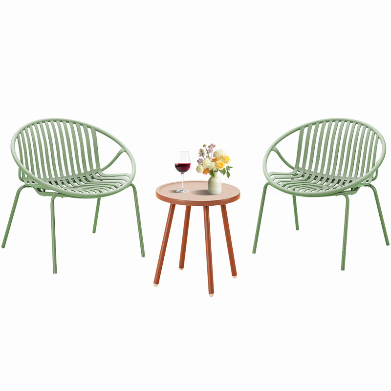 Ensemble de mobilier de patio, ensemble de conversation 3 pièces en résine tressée avec table et 2 chaises en résine, ensemble de conversation pour le jardin