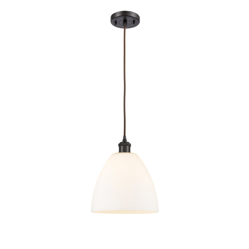 Haruka 1 - Light Single Pendant, White, 13.25" H x 9" W x 9" D, Oil Rubbed Bronze