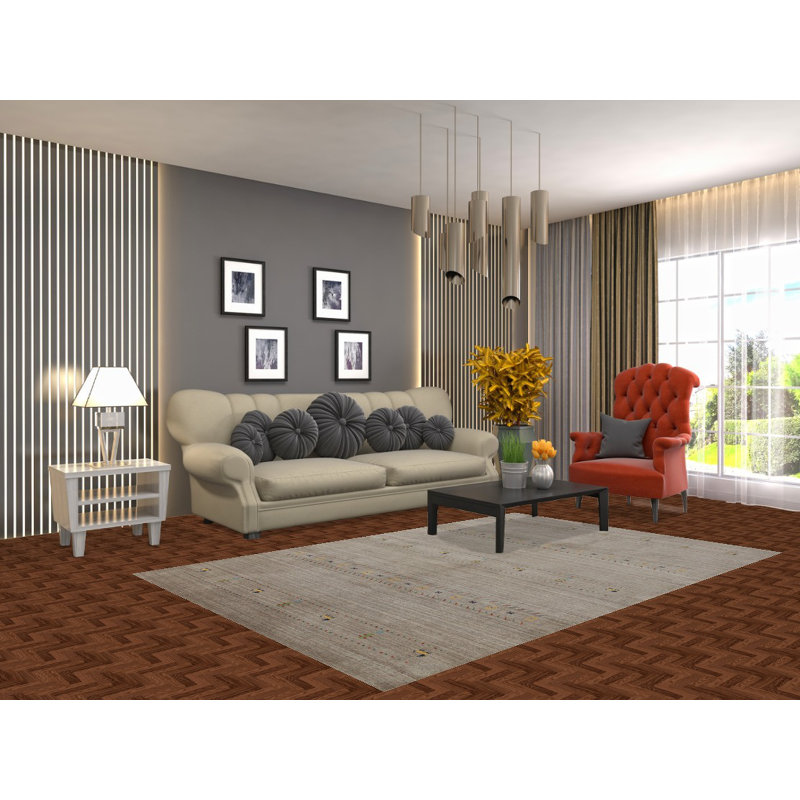 Tapis indien en laine fait à la main de style Gabbeh 5 x 8