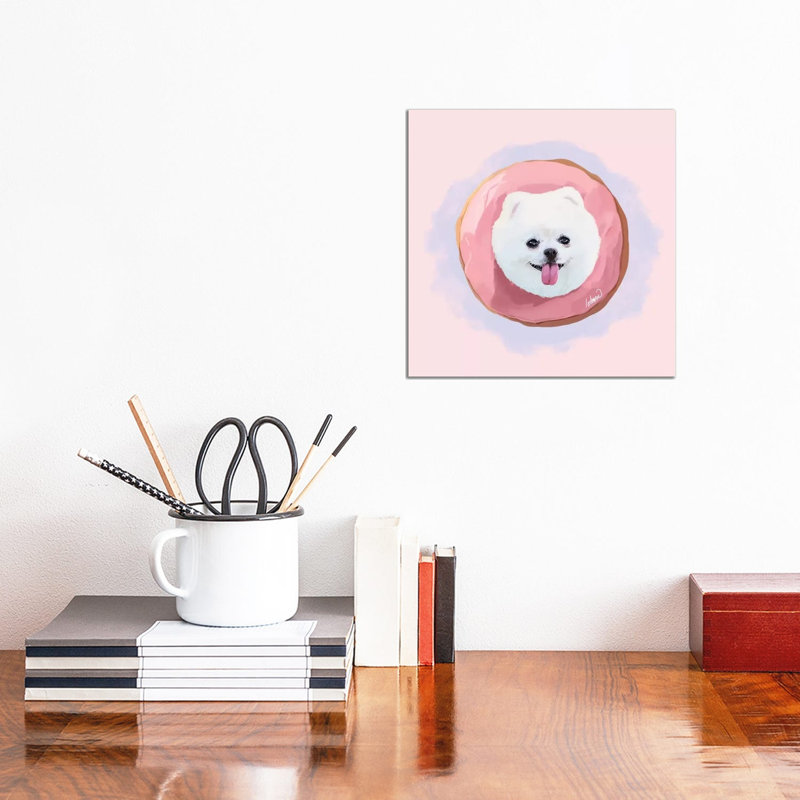 Pomeranian Strawberry Donut by Lostanaw - Wrapped Canvas Print, 30.48 cm H x 30.48 cm W