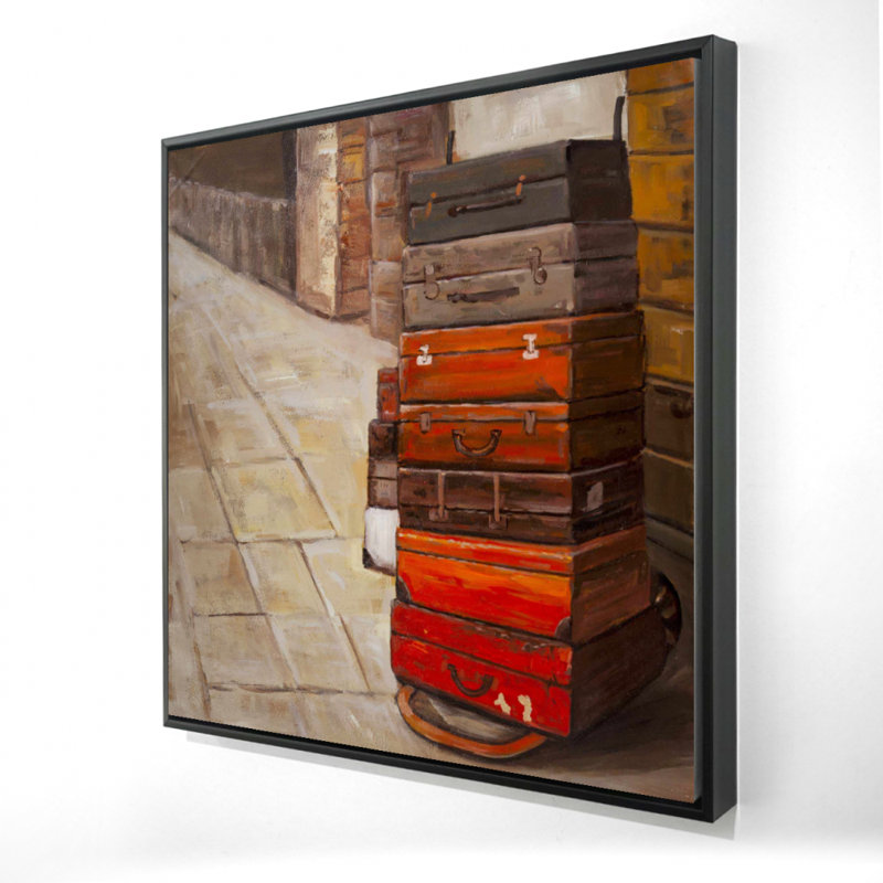 Vieille valise itinérante - Décor de toile encadrée nature morte beige