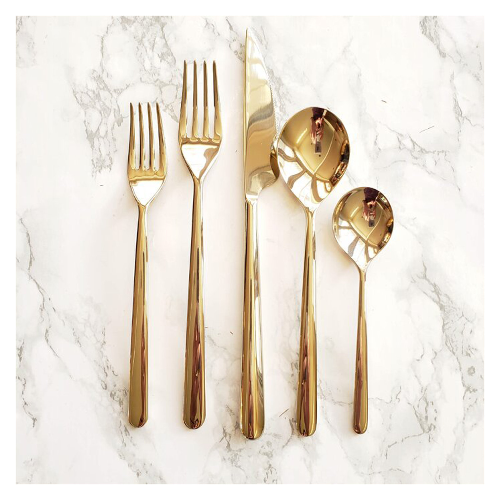 Linea 7 Piece Stainless Steel Hostess Set, Gold