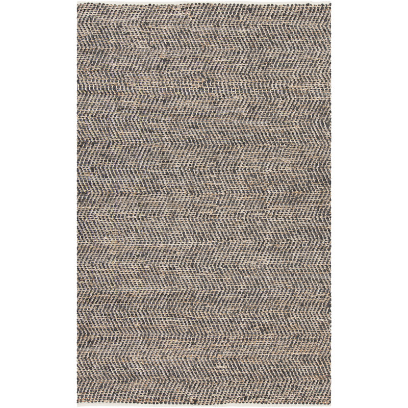 Tapis brun / noir POLID tissé à la main, Rectangle 5 pi x 7 pi 6 po
