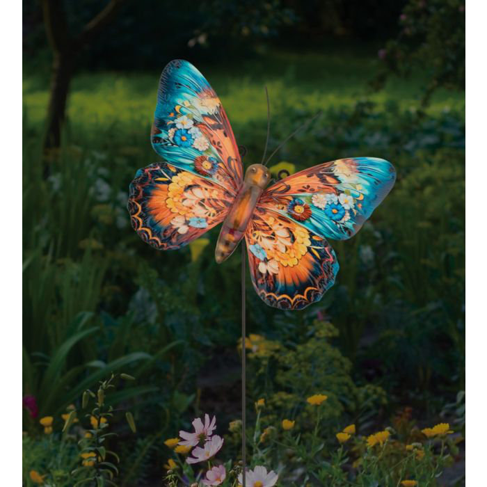 Vibrant Multicolor Butterfly Metal Stake and Wall Decor