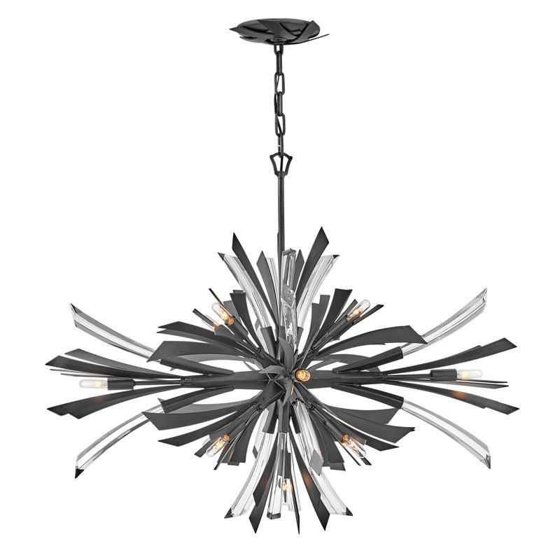 Vida 13 - Light Sputnik Sphere Chandelier with Crystal Accents, Brushed Graphite