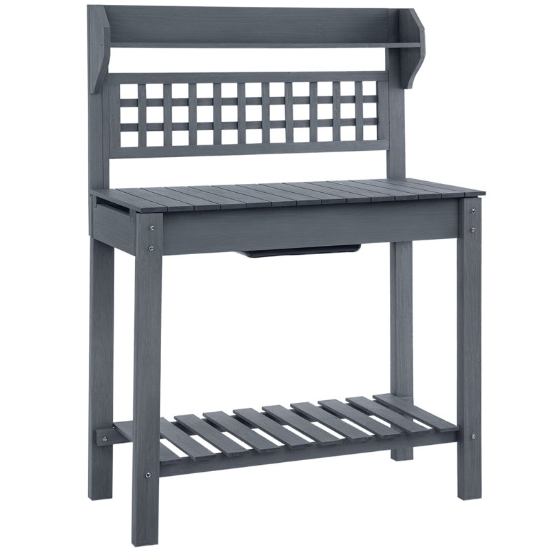 Outdoor Potting Bench Table, Gray