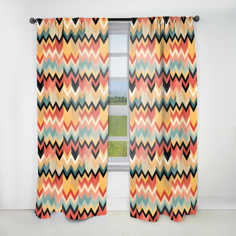 Motif à chevrons fantaisie minimaliste - Rideau à chevrons - Rideau à chevrons obscurcissant - 1 panneaux, L 52 po x L 90 po