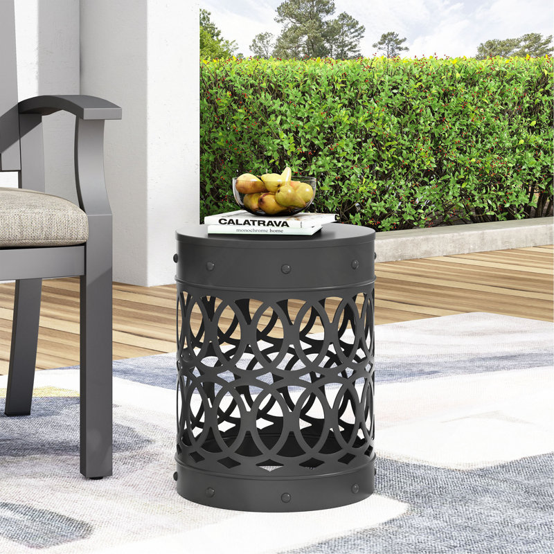 Table de bout d'extérieur en métal - Grand, Noir