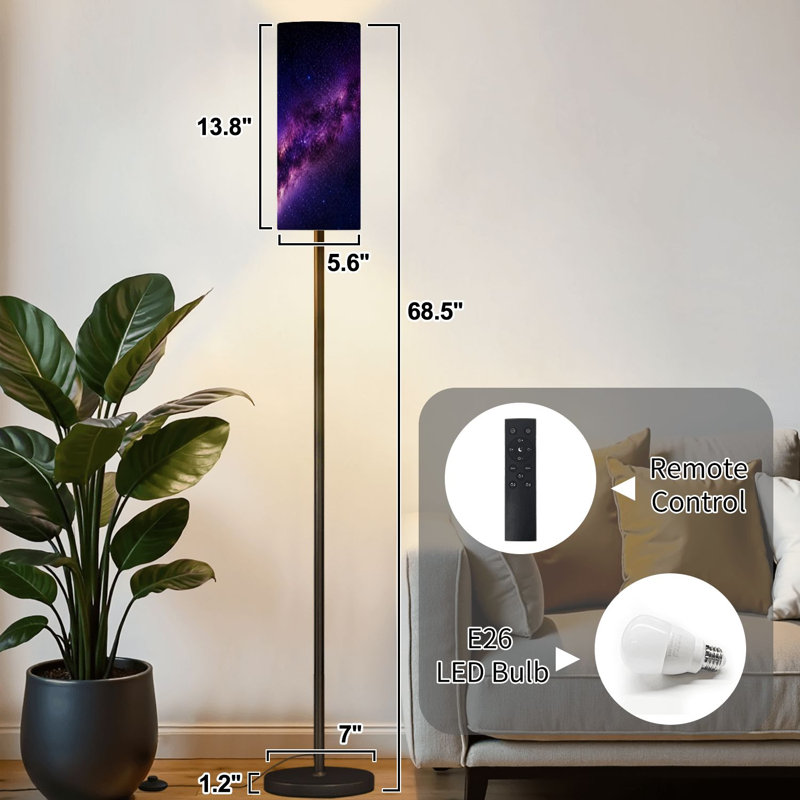 Lampe sur pied Star Sky à intensité variable moderne avec télécommande et pédale, abat-jour, abat-jour, grand lampadaire pour salon, chambre à coucher, bureau