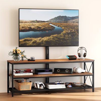 Meuble télé avec 3 tablettes de rangement ouvertes et bois d'ingénierie durable pour téléviseurs de 32 à 65 po