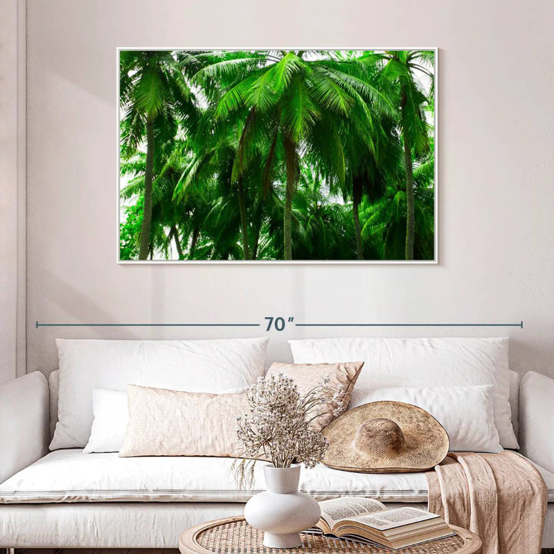 Palmier forêt, Cadre flottant blanc, 46 po x 31 po