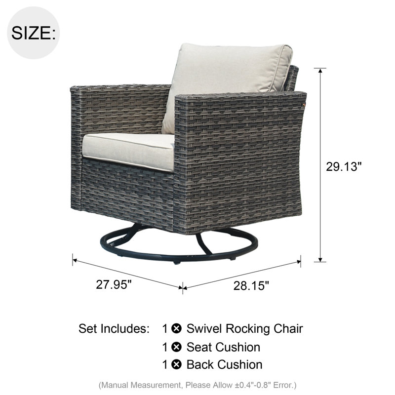 Osorio Swivel Wicker Outdoor Lounge Chair, Beige
