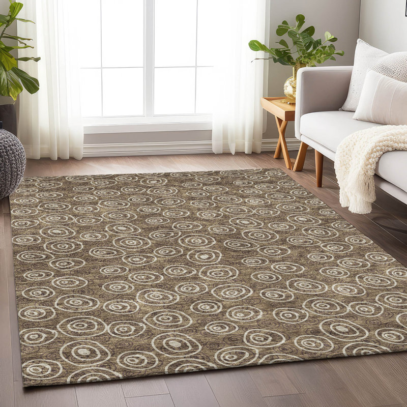 Tapis brun Prisco lavable à la machine de qualité supérieure, Rectangle 2 pi 6 po x 3 pi 10 po