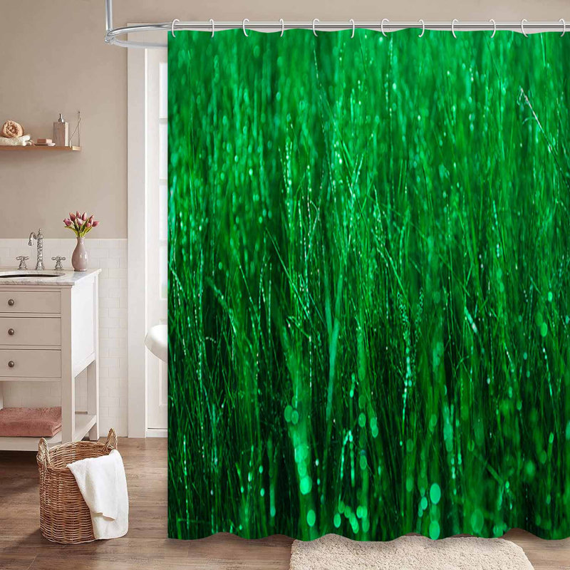 Rideau de douche imperméable avec 12 crochets Grass, L 72 po x l 72 po