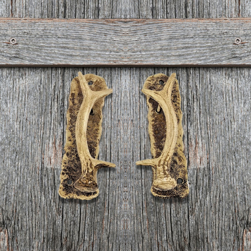 Cast Iron Rustic Deer Antler Door Handles Pair for Cabin or Lodge Decor